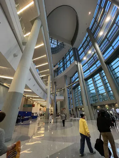 The spacious lobby of the Anaheim Convention Center.