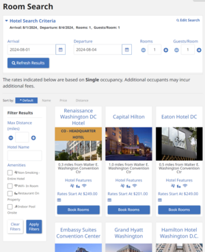 The Otakon hotel booking page.