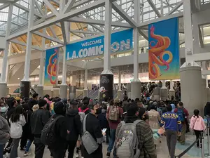 The South Hall lobby is the main entrance to the vendor hall.