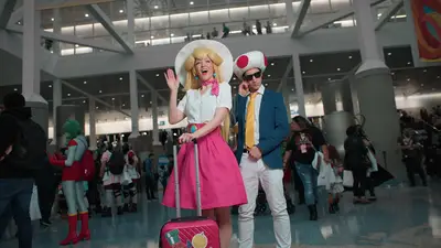 @mitchandmeg.cosplay City Peach and Toad from Super Mario Odyssey