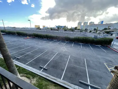 The overflow parking lot.