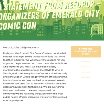 A statement from Emerald City Comic Con