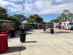 The food trucks were located near the outdoor pool.