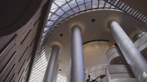 Looking up at the exploded columns in the Westin atrium.