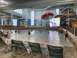 The wave pool features a large LED screen.