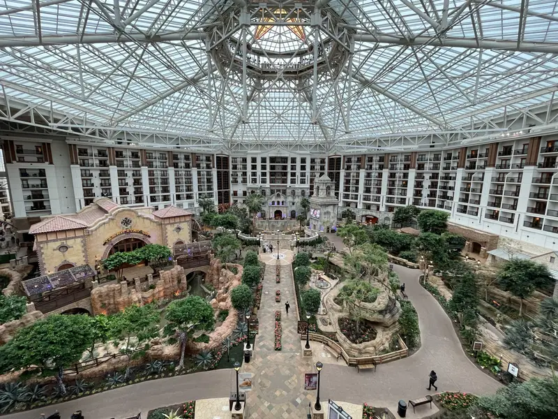 The Gaylord Texan features an impressive atrium with themed landscaping.