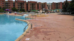The outdoor pool was also empty on Thursday.
