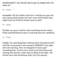 Upset comments in response to the announcement.