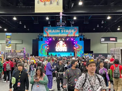 The main stage is located dead center in the vendor hall.